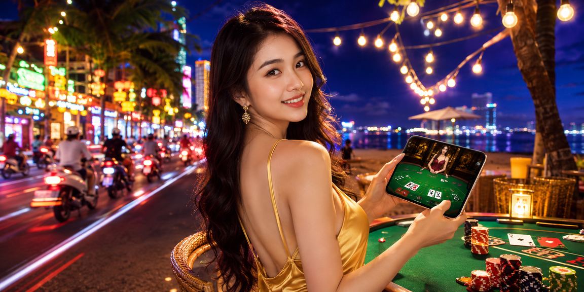 Chợ đêm Nha Trang với ánh đèn rực rỡ – bối cảnh người dùng nạp tiền nhận khuyến mãi baccarat online